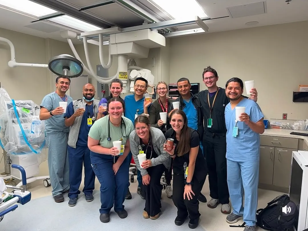 Residents and faculty in the resuscitation bay at the University Campus ED